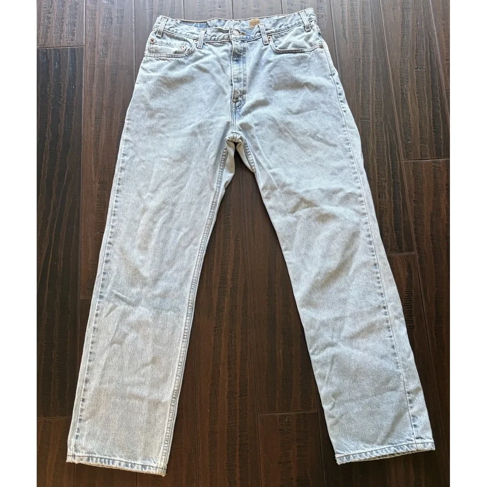Levis 505 Jeans Mens 36x32 Denim Y2K Straight Leg Regular Fit Light Wash 90s Y2K
